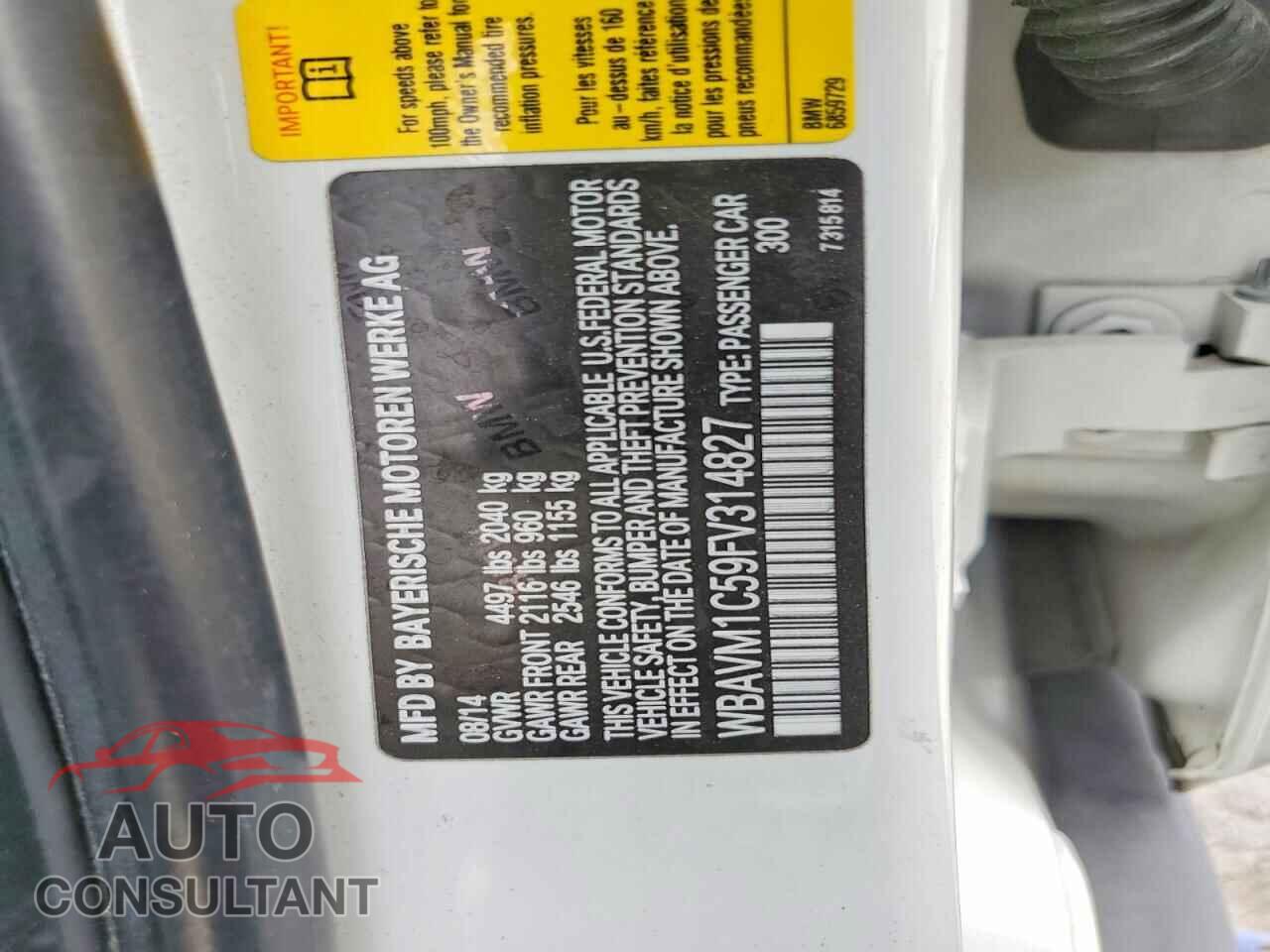 BMW X1 2015 - WBAVM1C59FV314827