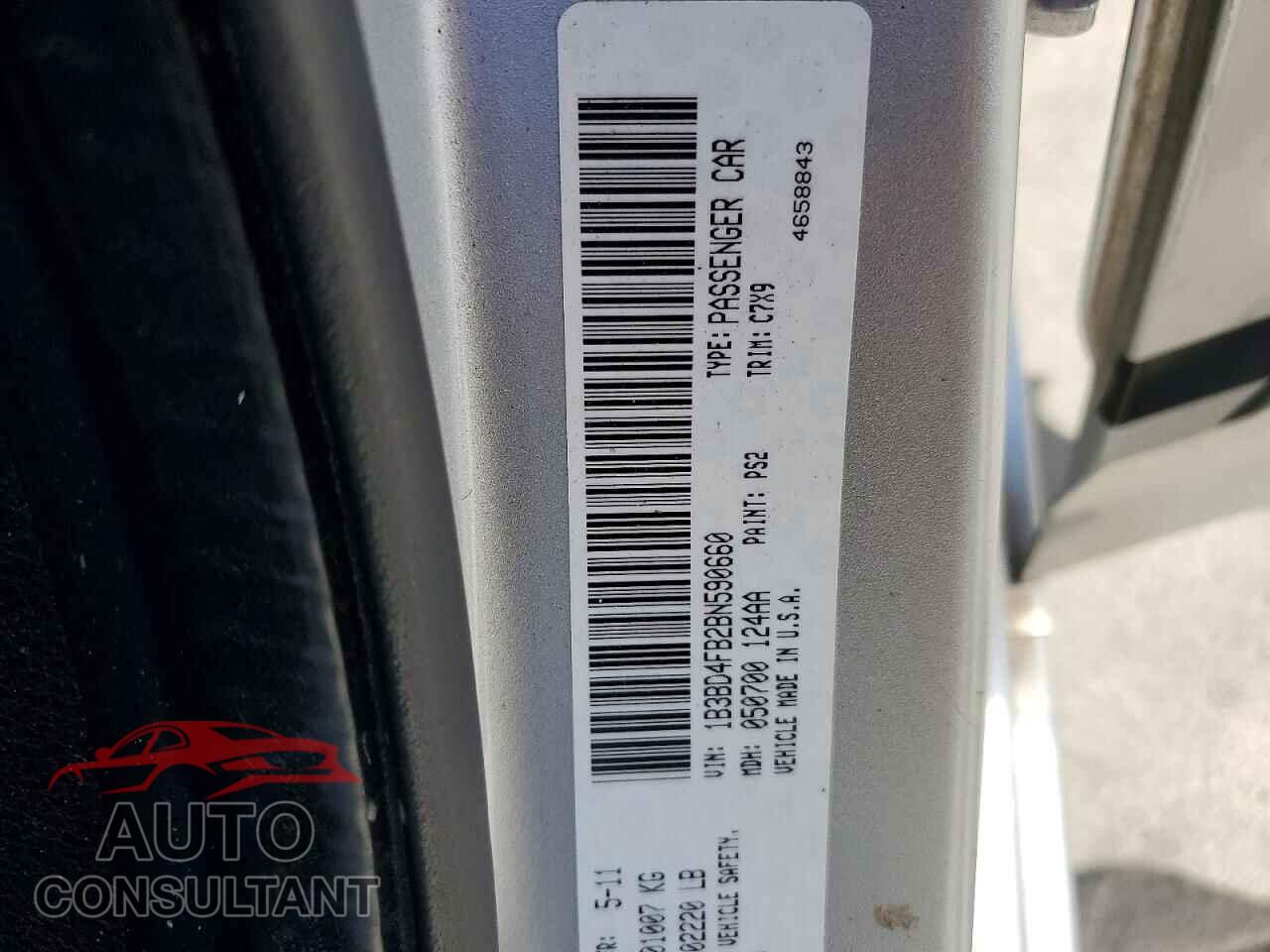 DODGE AVENGER 2011 - 1B3BD4FB2BN590660