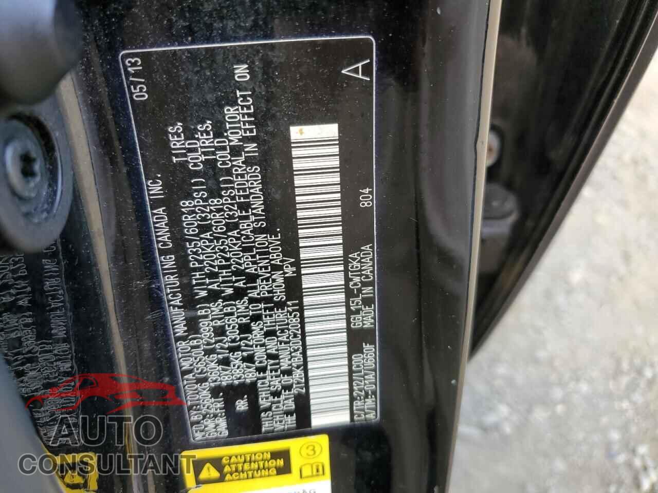 LEXUS RX350 2013 - 2T2BK1BA3DC208511