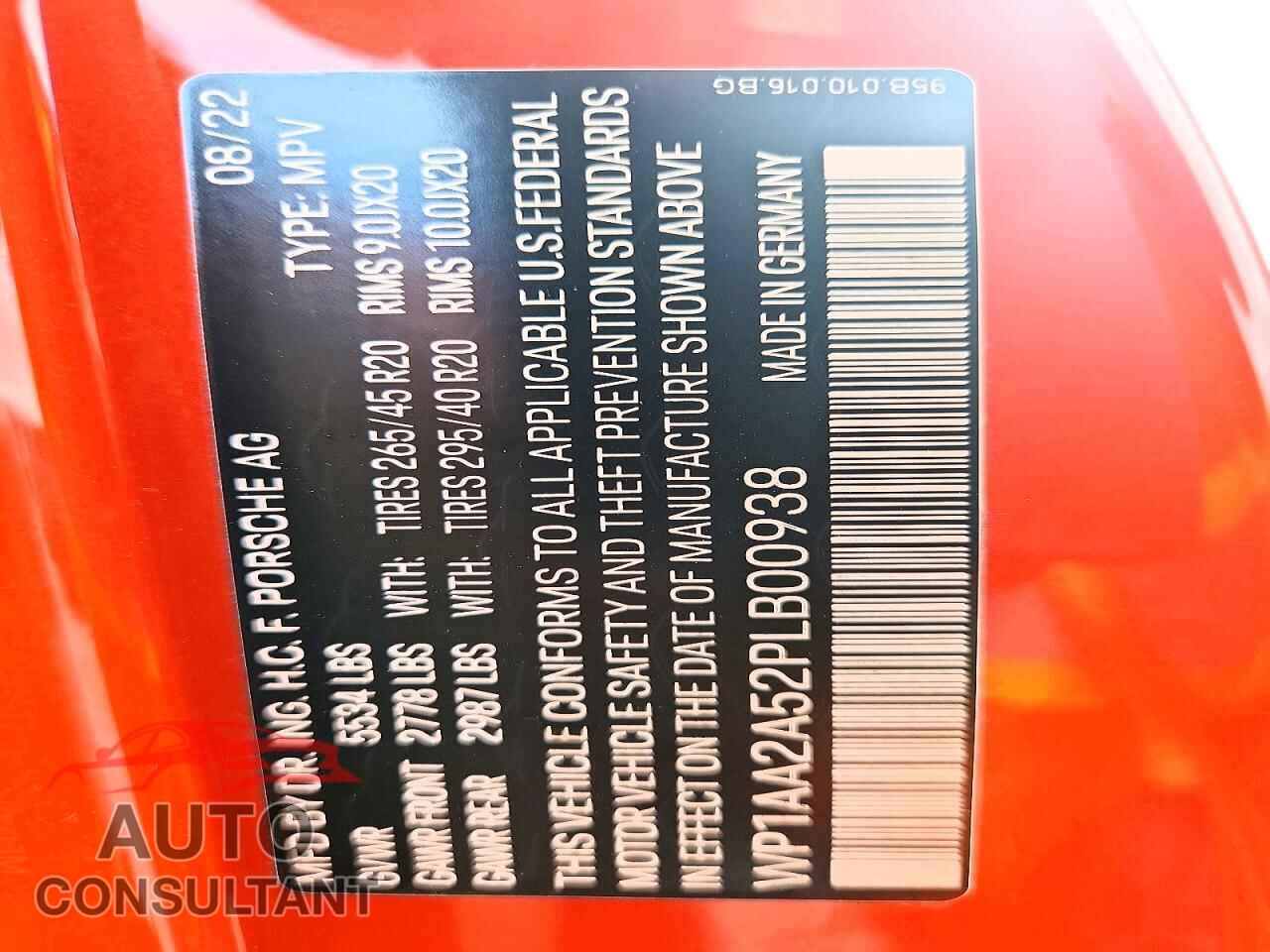 PORSCHE MACAN 2023 - WP1AA2A52PLB00938