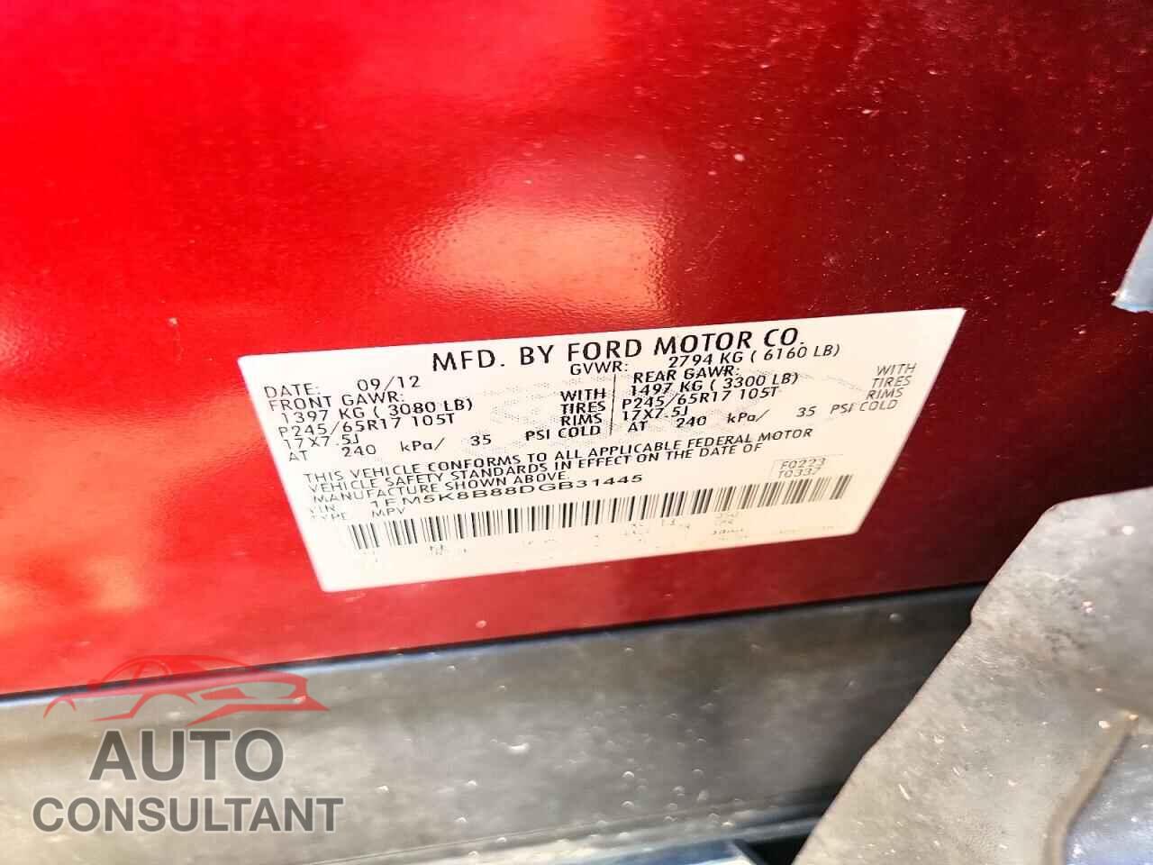 FORD EXPLORER 2013 - 1FM5K8B88DGB31445