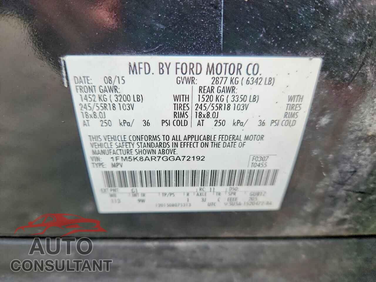 FORD EXPLORER 2016 - 1FM5K8AR7GGA72192