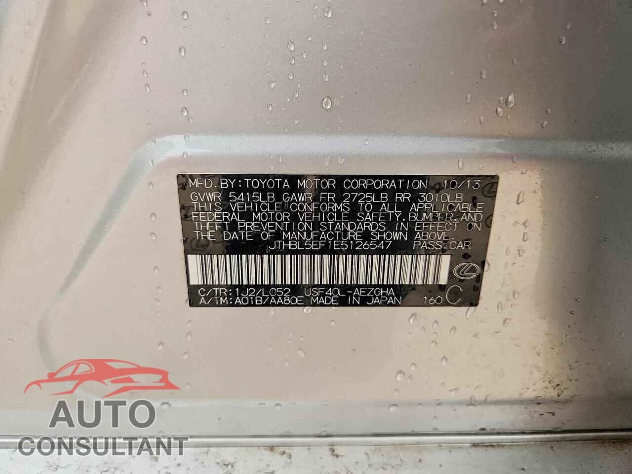 LEXUS LS460 2014 - JTHBL5EF1E5126547