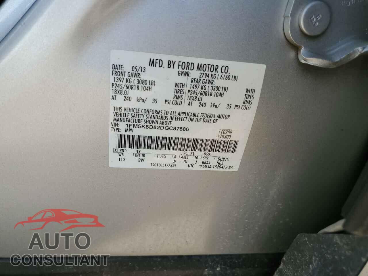 FORD EXPLORER 2013 - 1FM5K8D82DGC87686