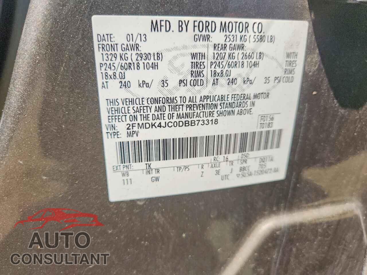 FORD EDGE 2013 - 2FMDK4JC0DBB73318