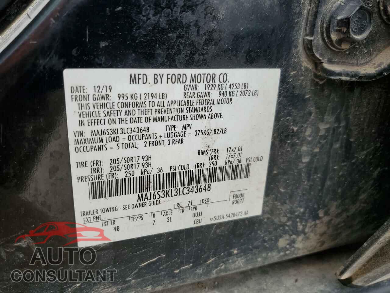 FORD ECOSPORT 2020 - MAJ6S3KL3LC343648