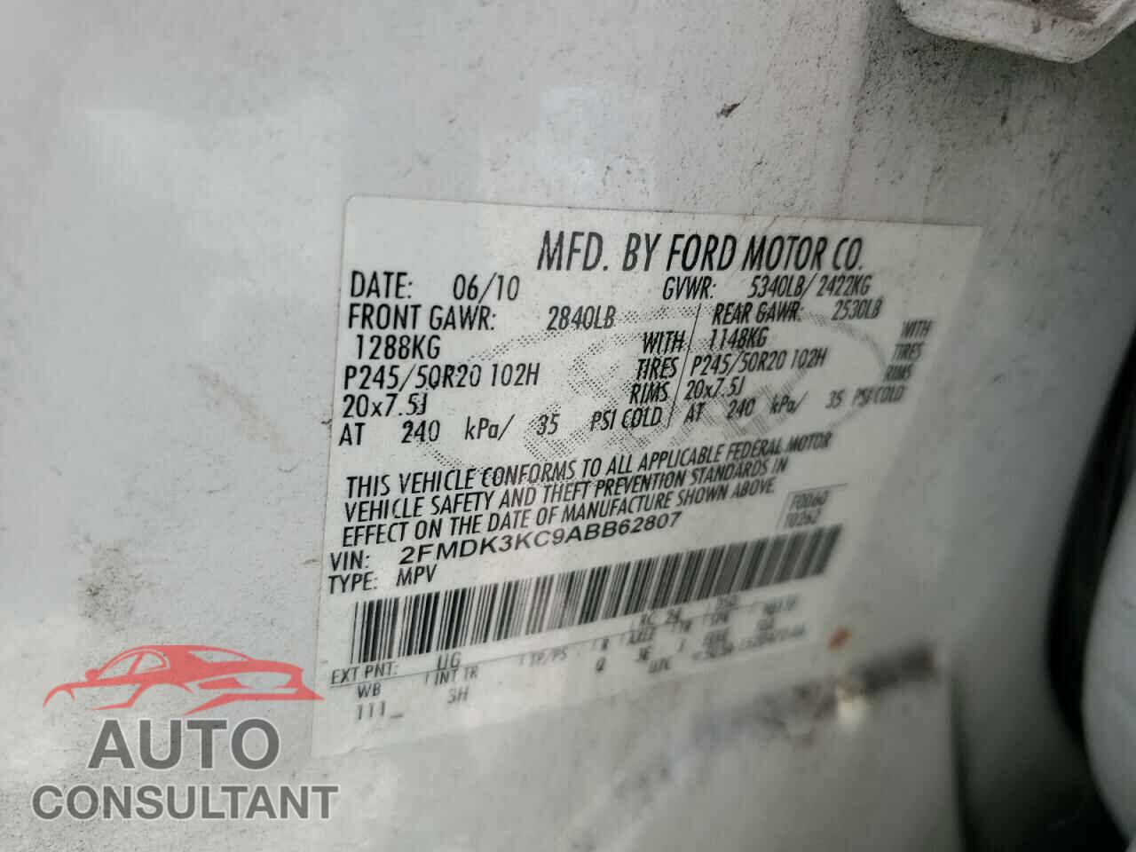 FORD EDGE 2010 - 2FMDK3KC9ABB62807