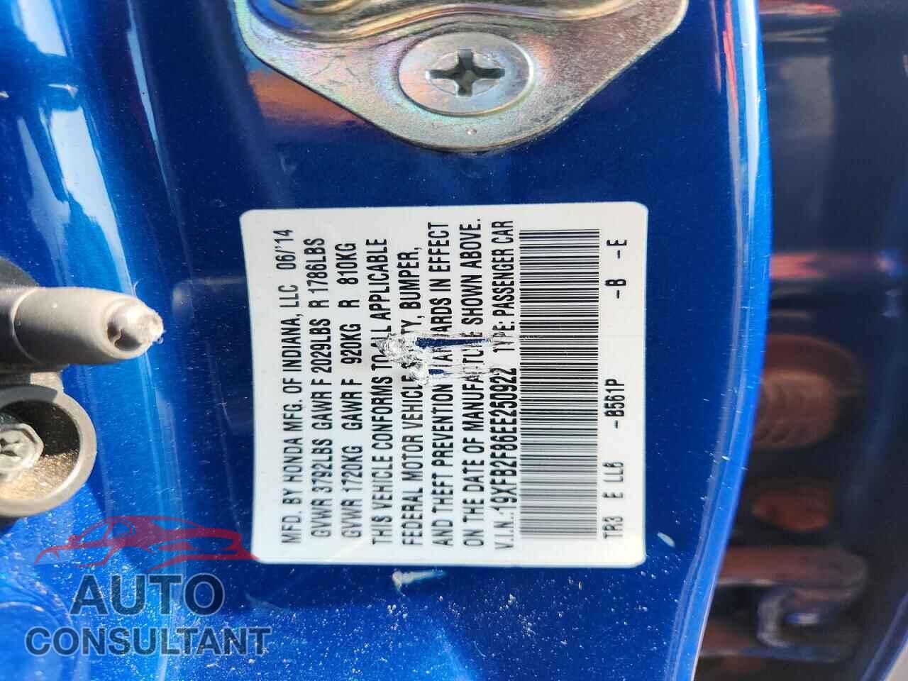 HONDA CIVIC 2014 - 19XFB2F86EE250922