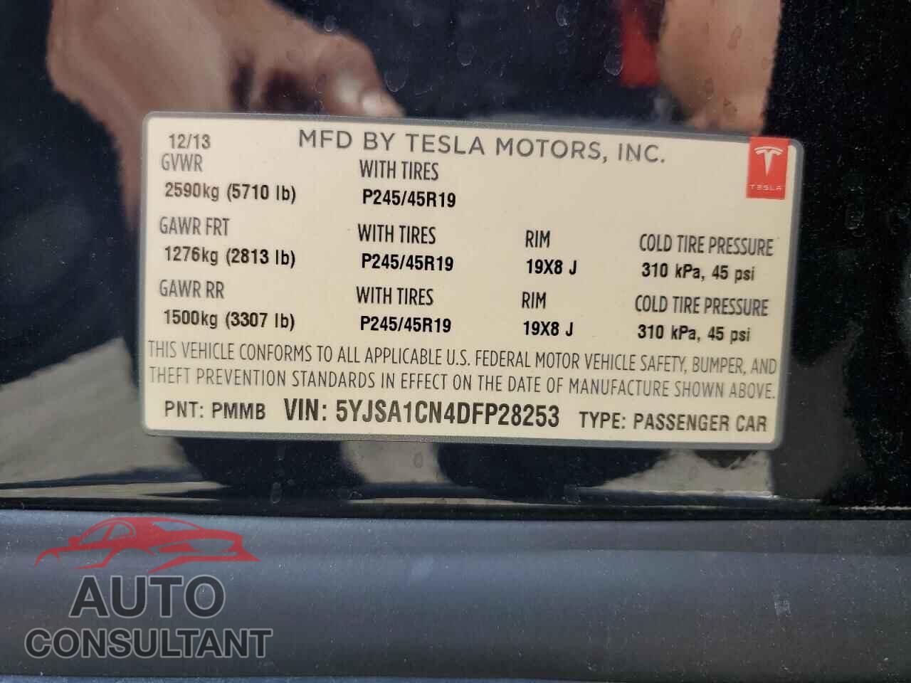 TESLA MODEL S 2013 - 5YJSA1CN4DFP28253