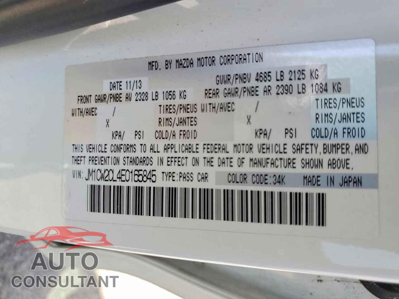 MAZDA 5 2014 - JM1CW2CL4E0165845