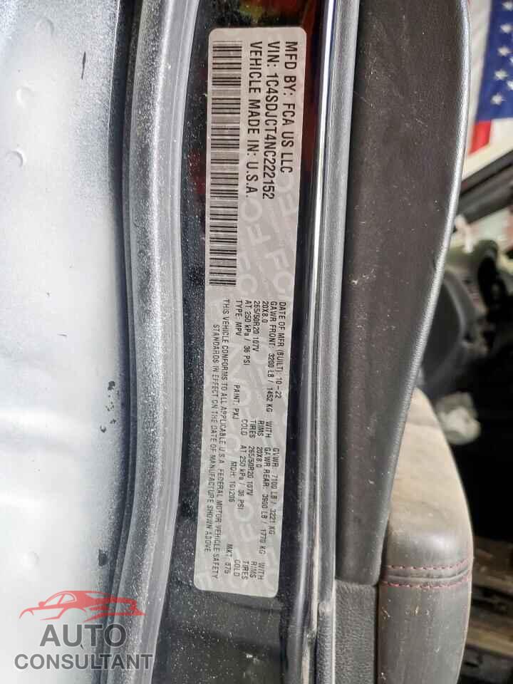DODGE DURANGO 2022 - 1C4SDJCT4NC222152