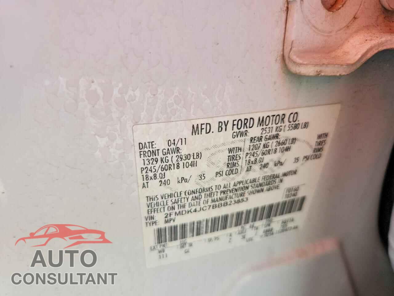 FORD EDGE 2011 - 2FMDK4JC7BBB23853