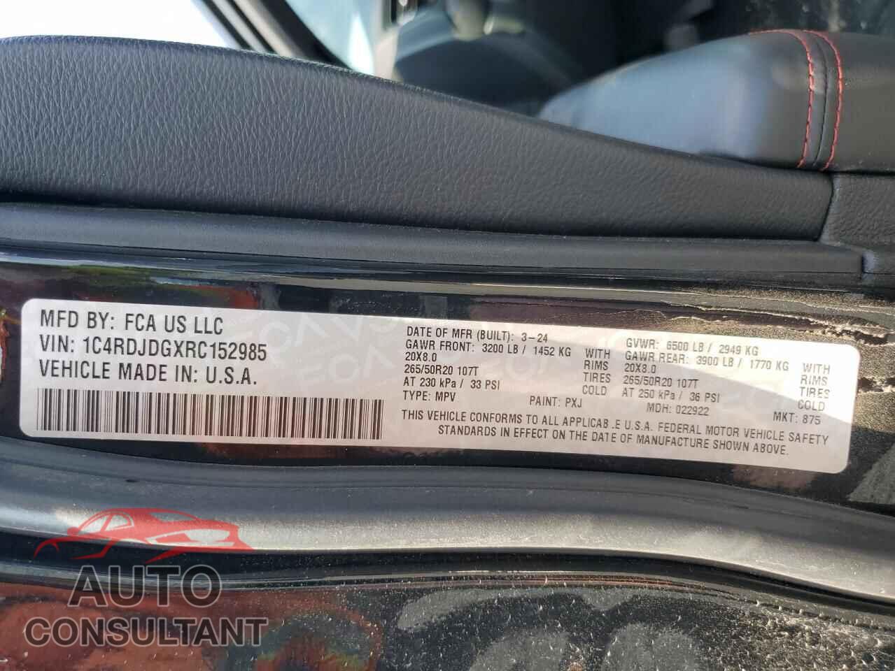 DODGE DURANGO 2024 - 1C4RDJDGXRC152985