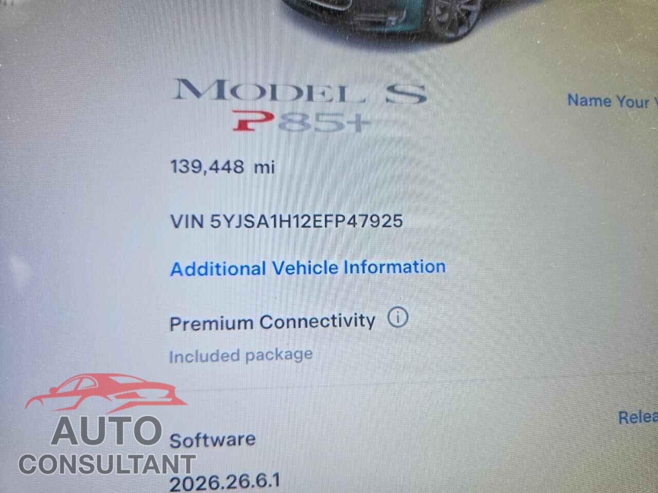 TESLA MODEL S 2014 - 5YJSA1H12EFP47925
