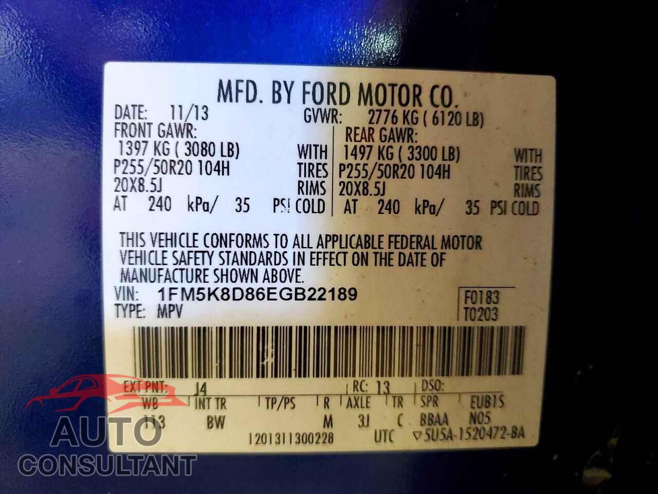 FORD EXPLORER 2014 - 1FM5K8D86EGB22189
