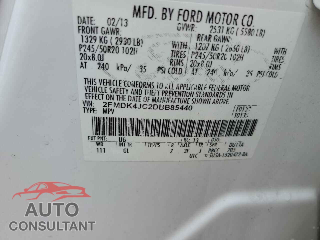 FORD EDGE 2013 - 2FMDK4JC2DBB85440