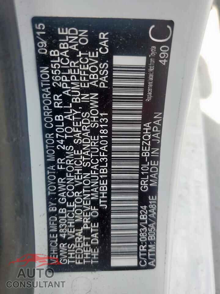 LEXUS GS350 2015 - JTHBE1BL3FA018131