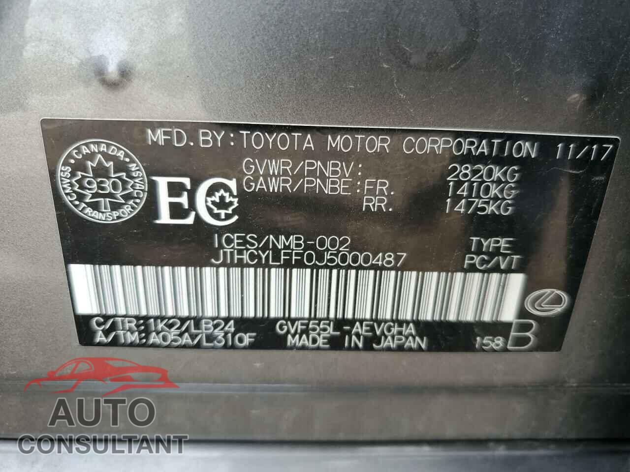 LEXUS LS500 2018 - JTHCYLFF0J5000487