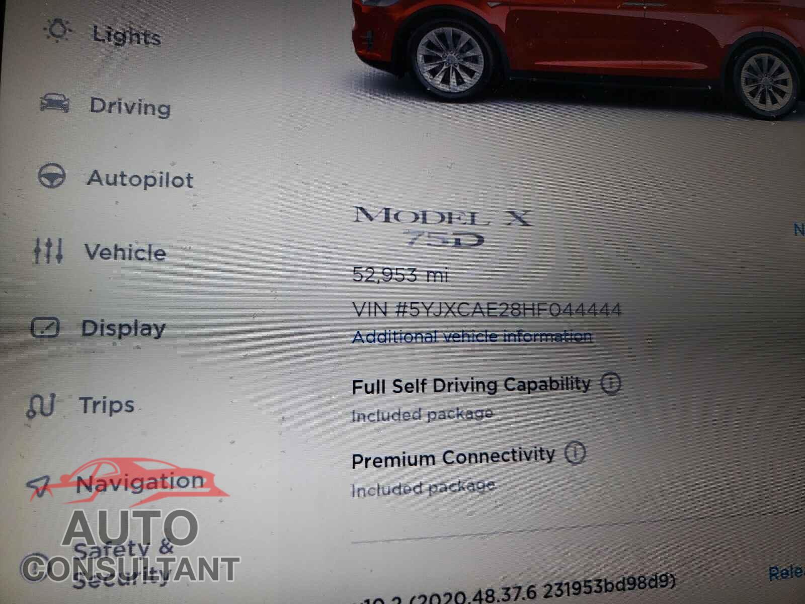 TESLA MODEL X 2017 - 5YJXCAE28HF044444