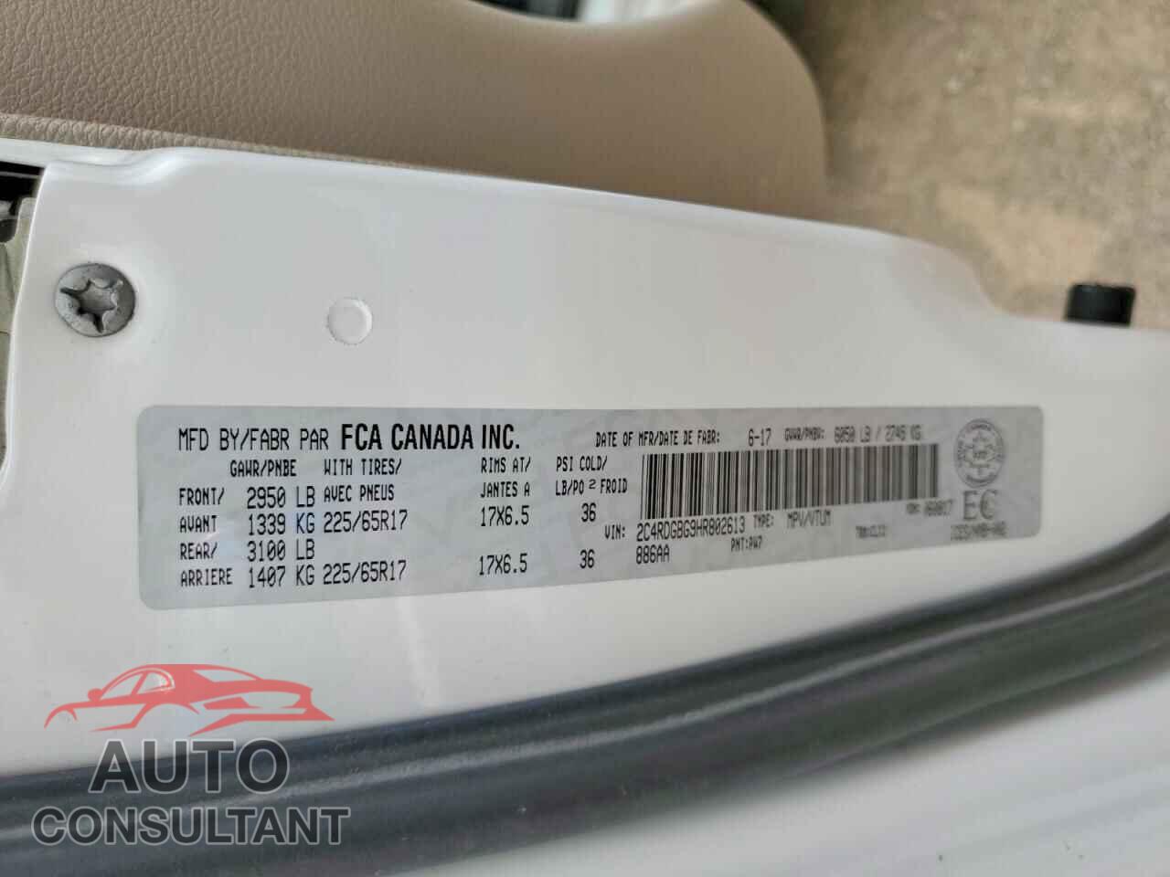 DODGE CARAVAN 2017 - 2C4RDGBG9HR802613