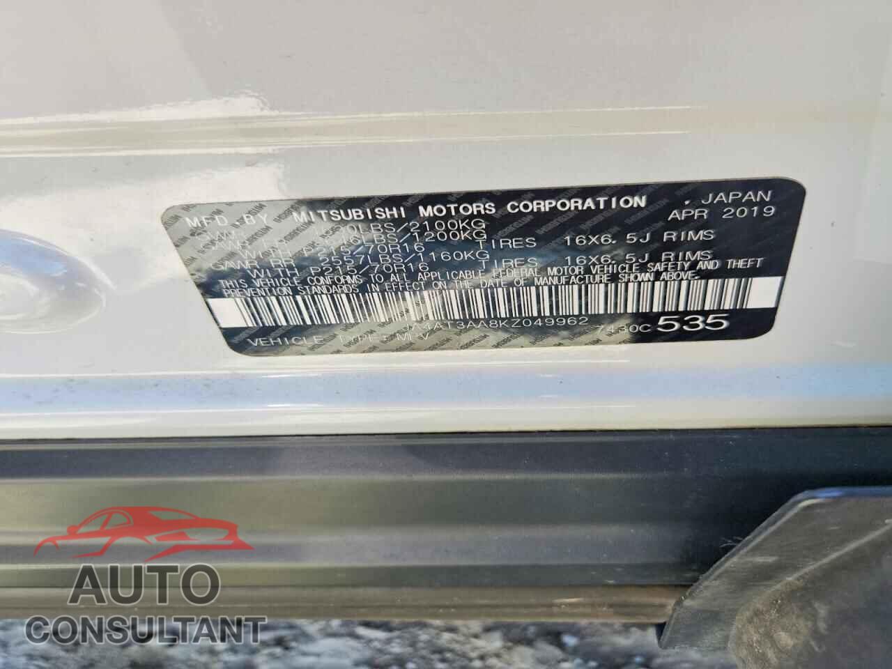 MITSUBISHI ECLIPSE 2019 - JA4AT3AA8KZ049962