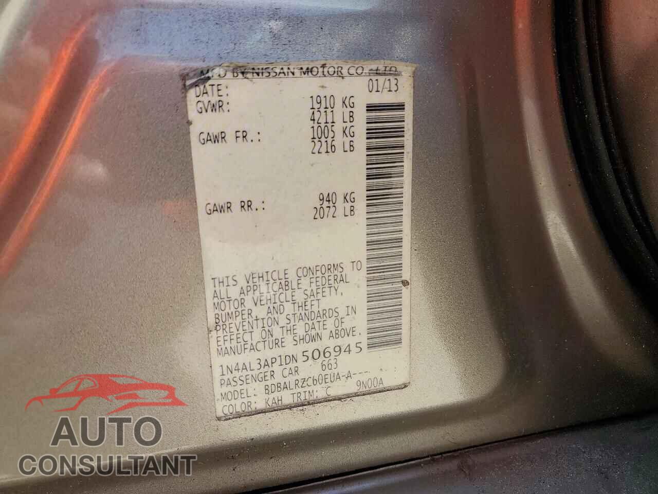 NISSAN ALTIMA 2013 - 1N4AL3AP1DN506945
