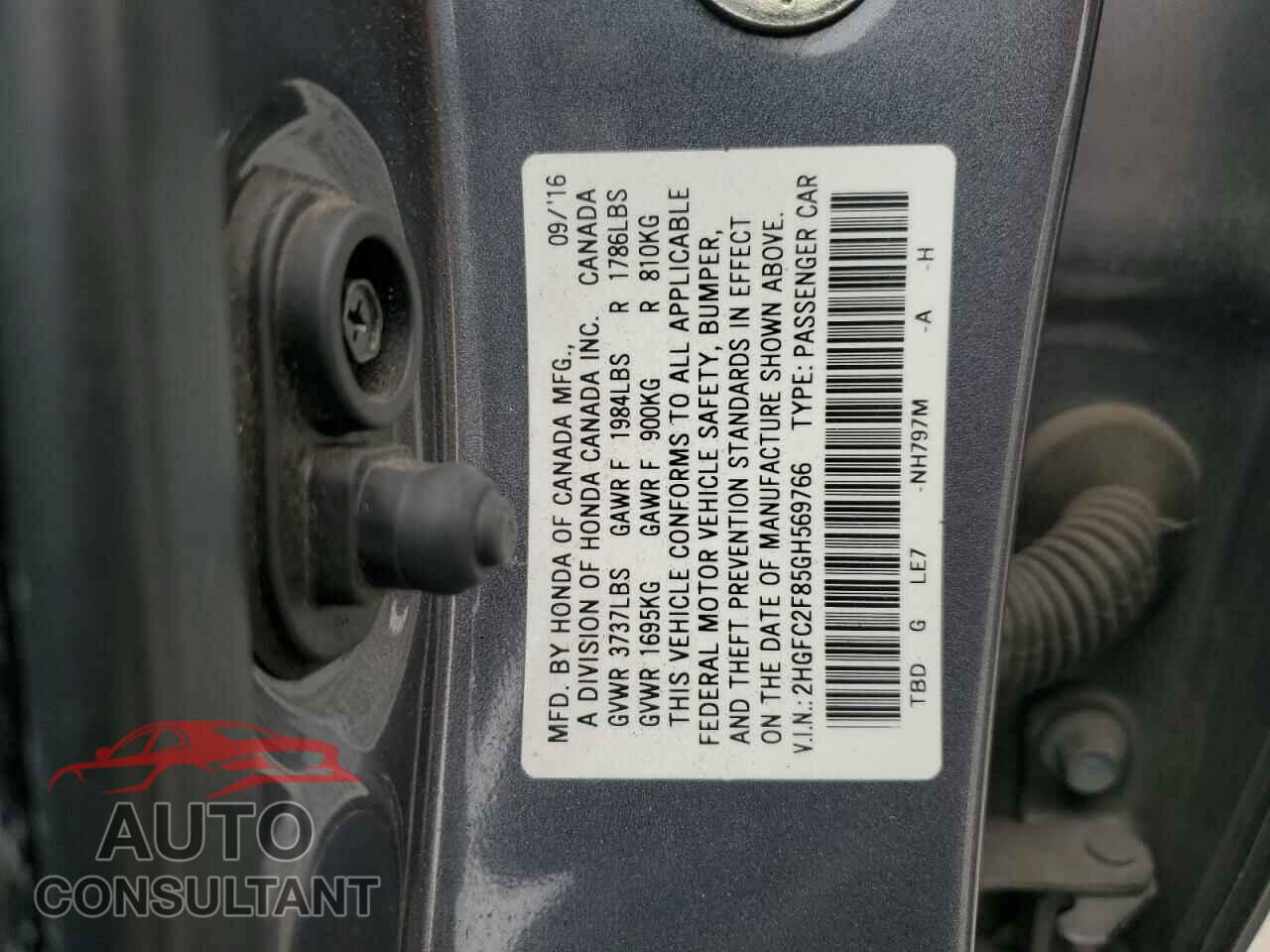 HONDA CIVIC 2016 - 2HGFC2F85GH569766