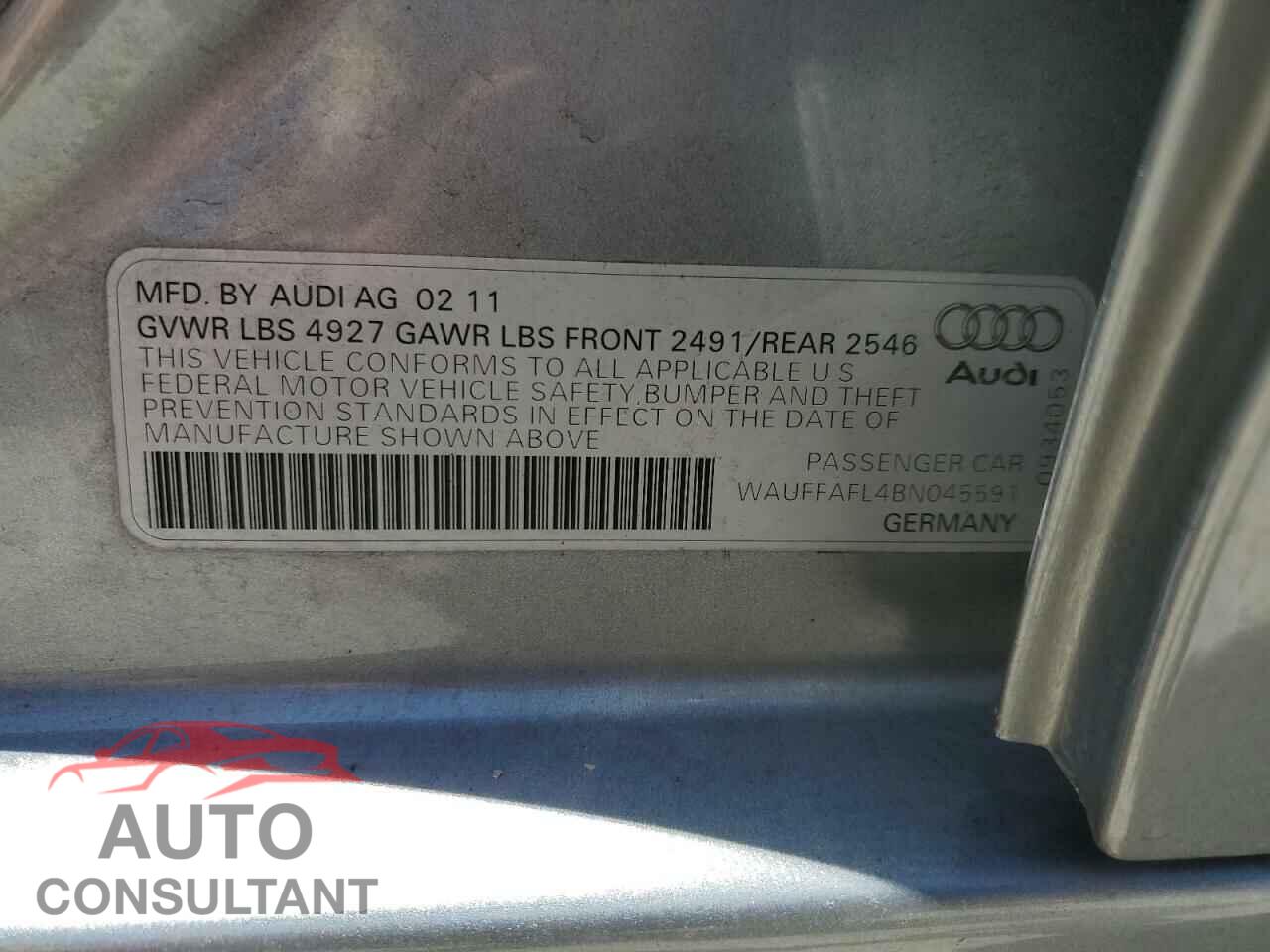 AUDI A4 2011 - WAUFFAFL4BN045591