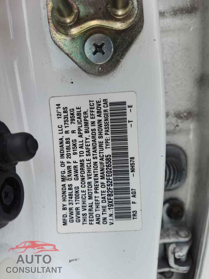 HONDA CIVIC 2015 - 19XFB2F52FE026585