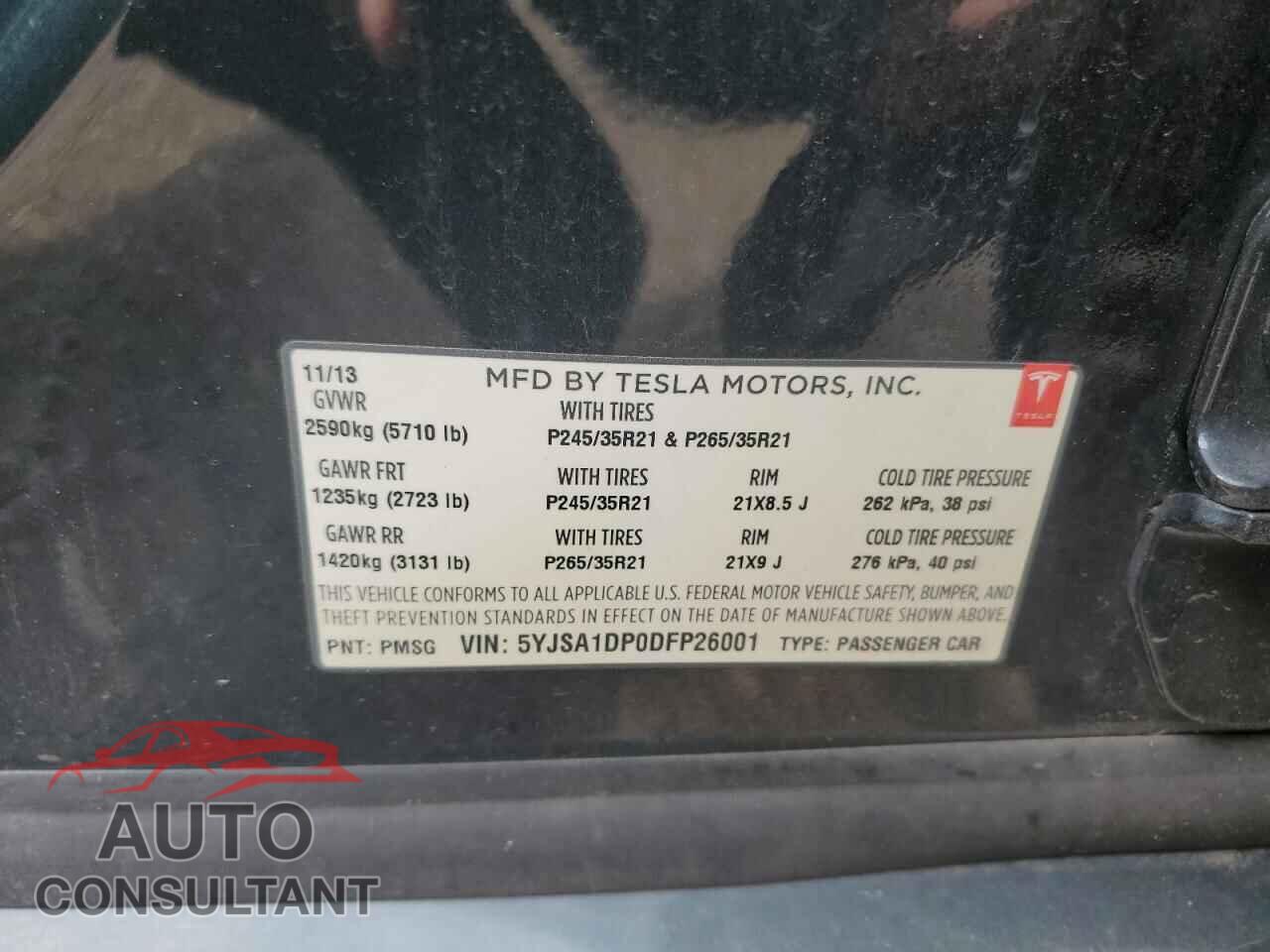 TESLA MODEL S 2013 - 5YJSA1DP0DFP26001