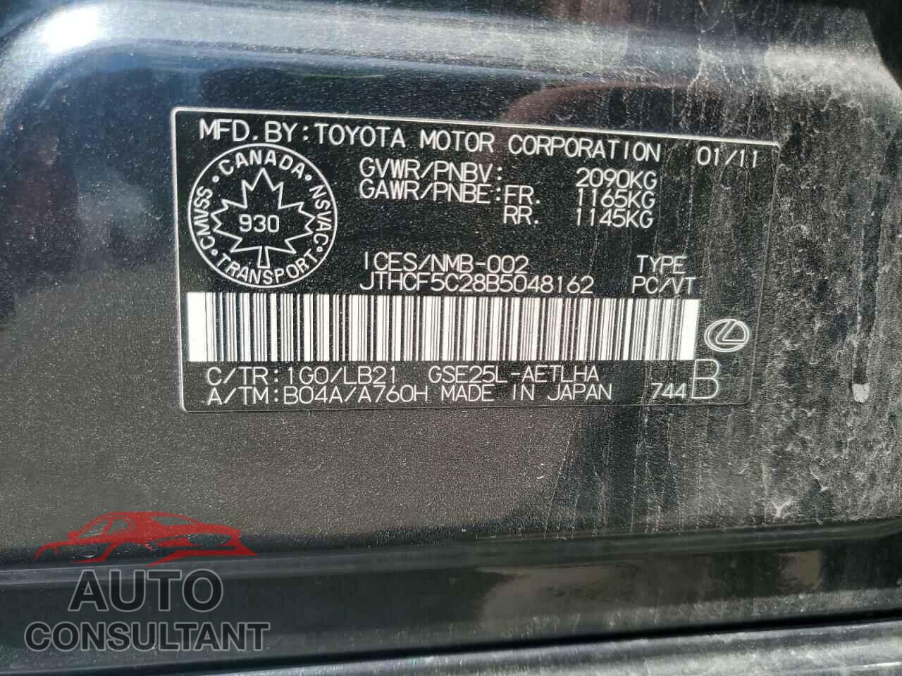 LEXUS IS 2011 - JTHCF5C28B5048162