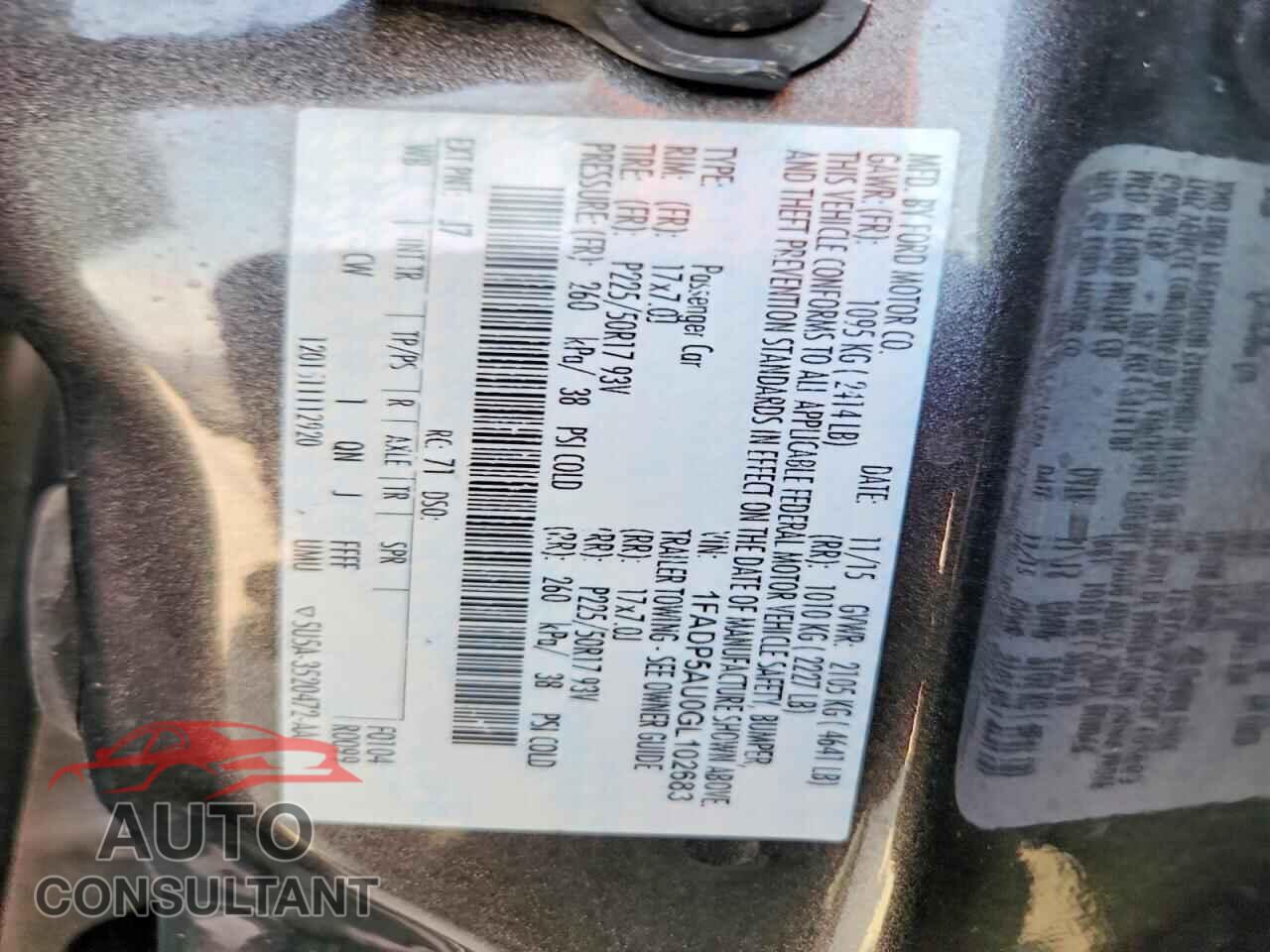 FORD CMAX 2016 - 1FADP5AU0GL102683