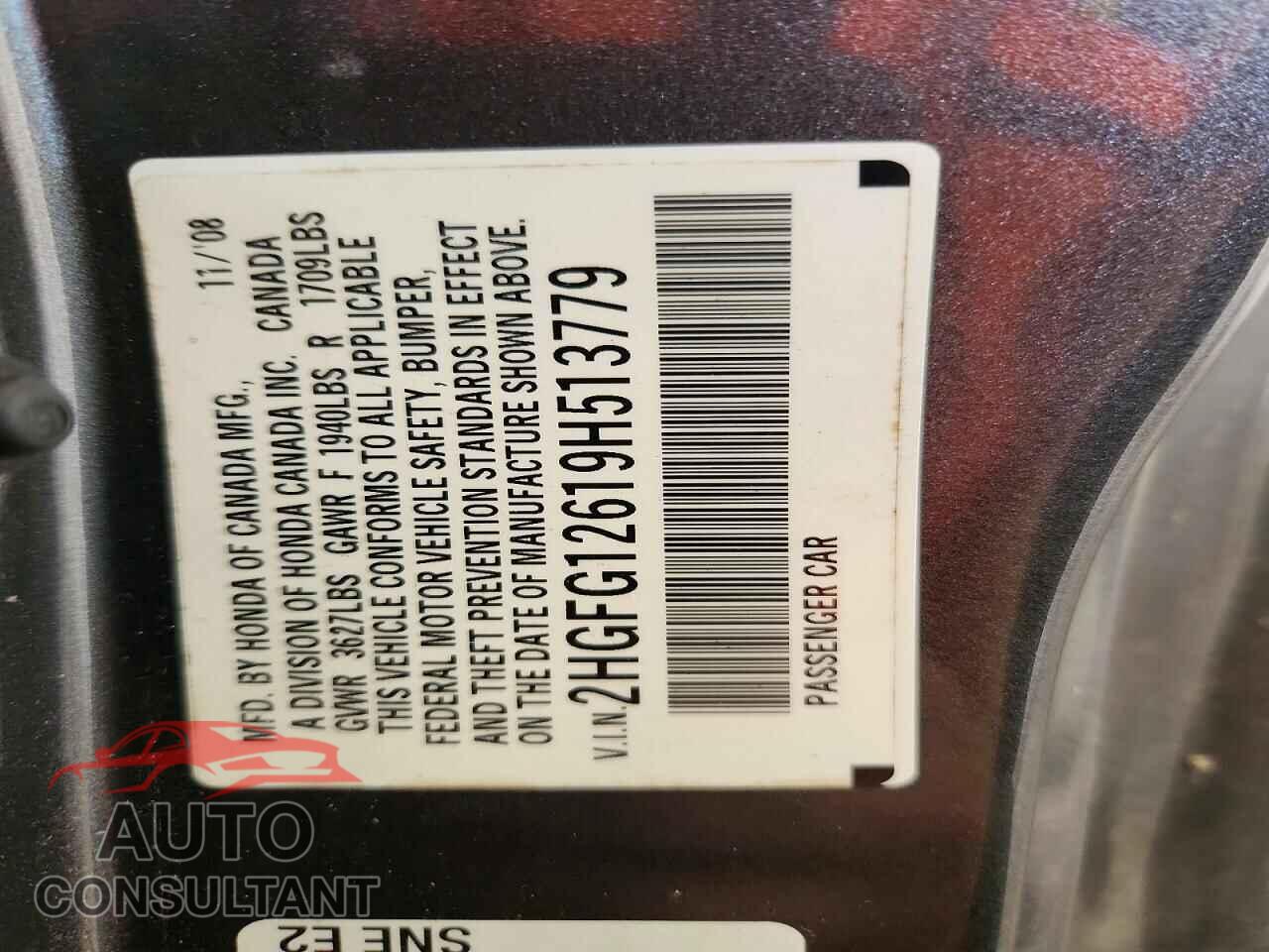 HONDA CIVIC 2009 - 2HGFG12619H513779
