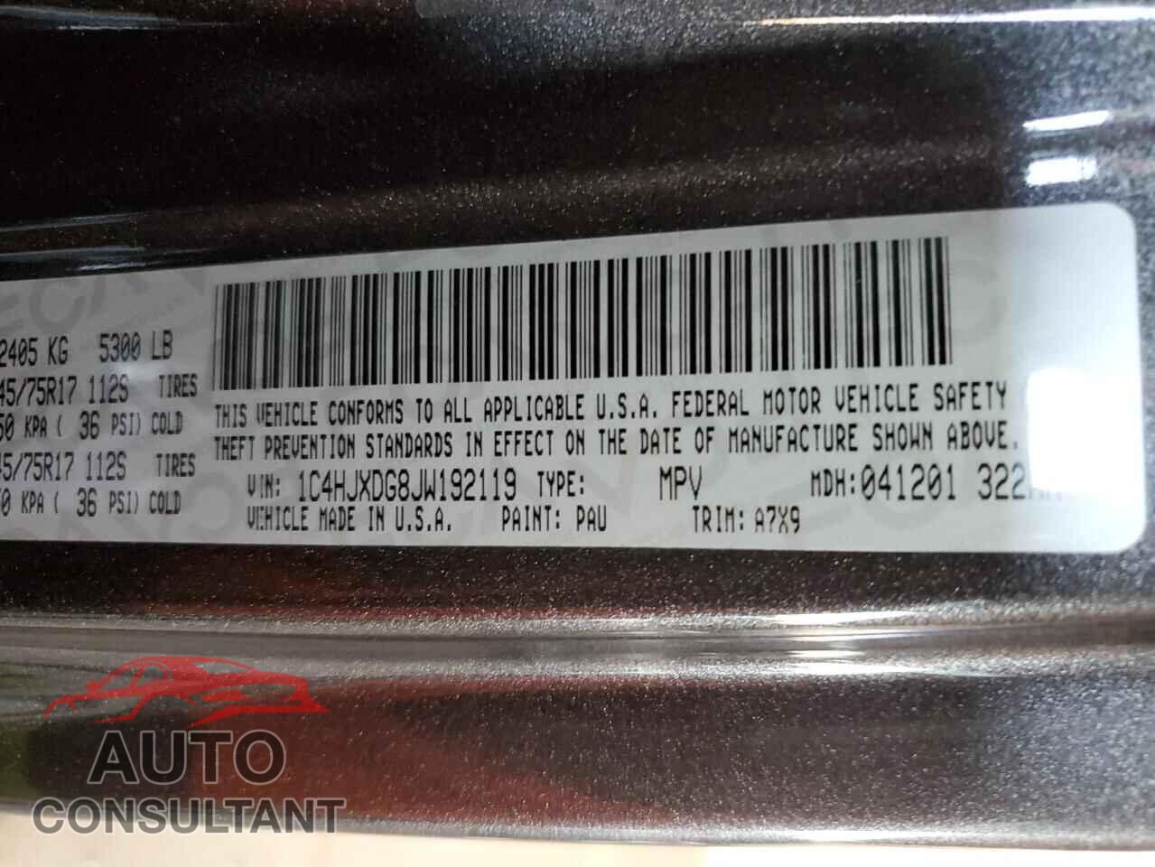 JEEP WRANGLER 2018 - 1C4HJXDG8JW192119