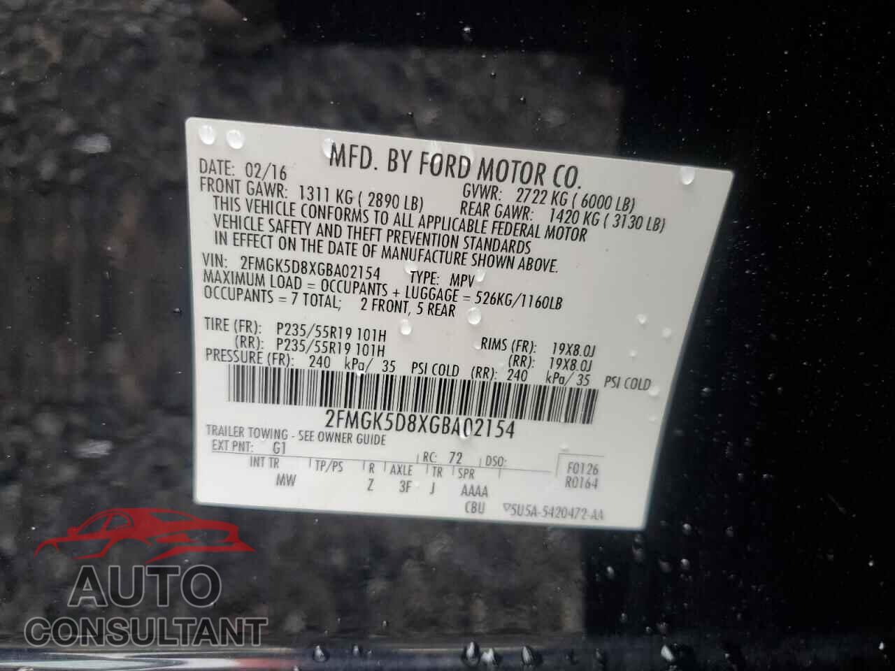 FORD FLEX 2016 - 2FMGK5D8XGBA02154