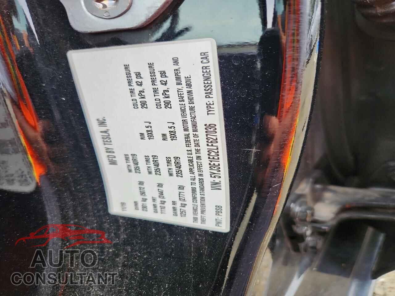 TESLA MODEL 3 2020 - 5YJ3E1EC2LF627036