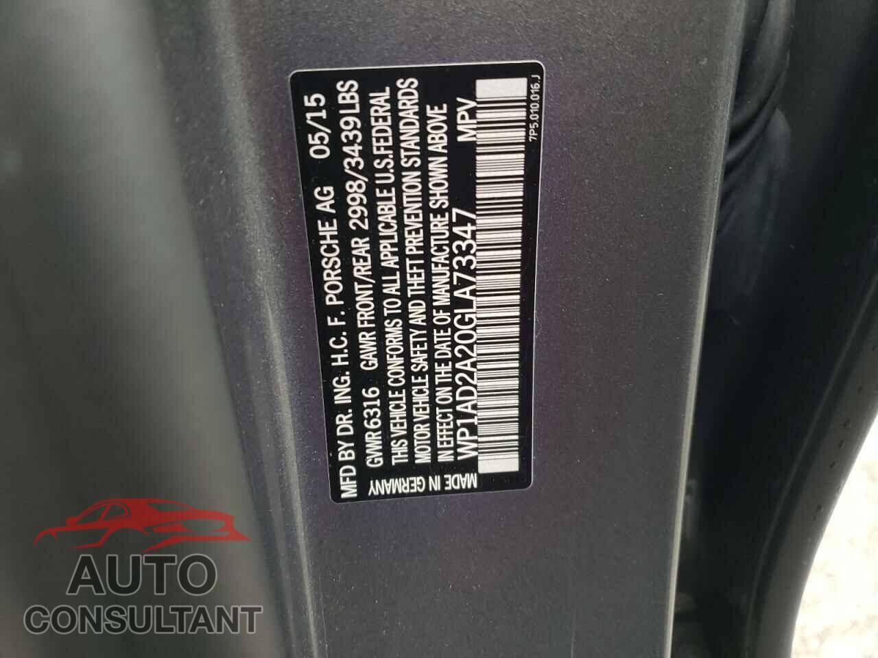 PORSCHE CAYENNE 2016 - WP1AD2A20GLA73347