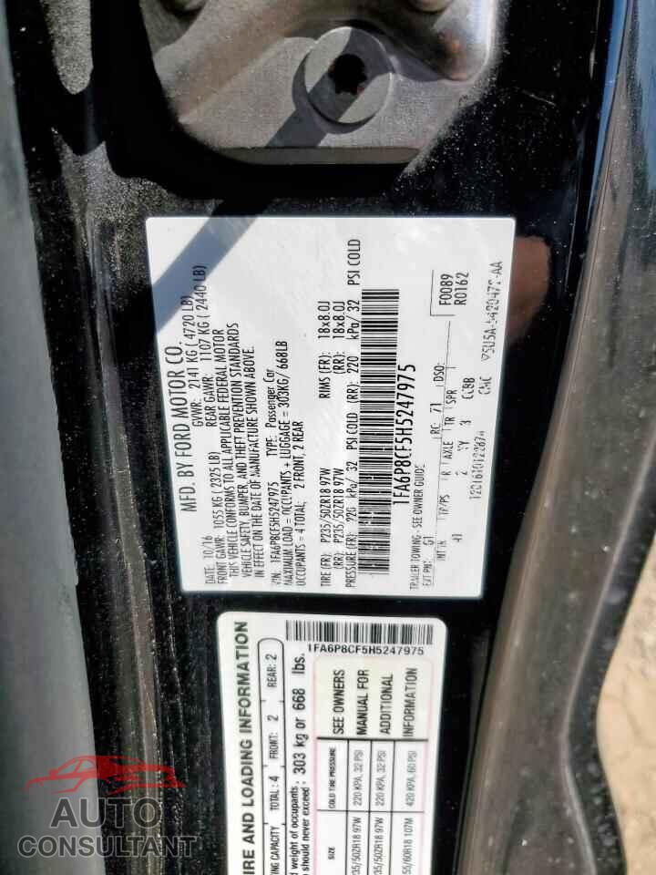 FORD MUSTANG 2017 - 1FA6P8CF5H5247975