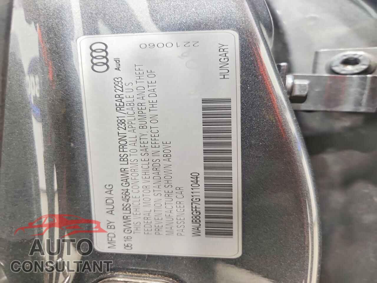 AUDI A3 2016 - WAUB8GFF7G1110440