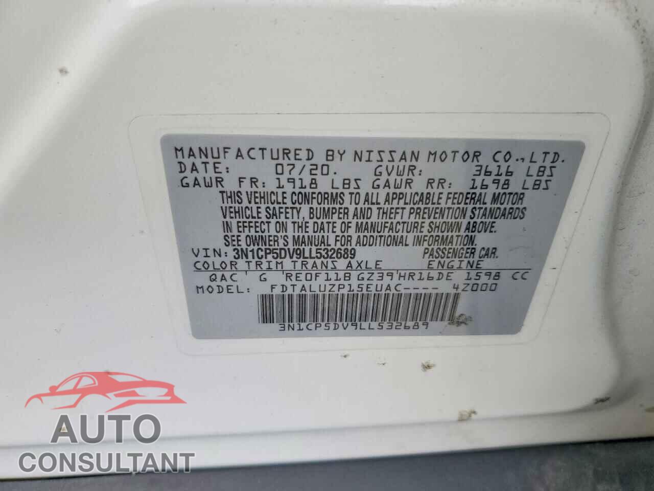 NISSAN KICKS 2020 - 3N1CP5DV9LL532689