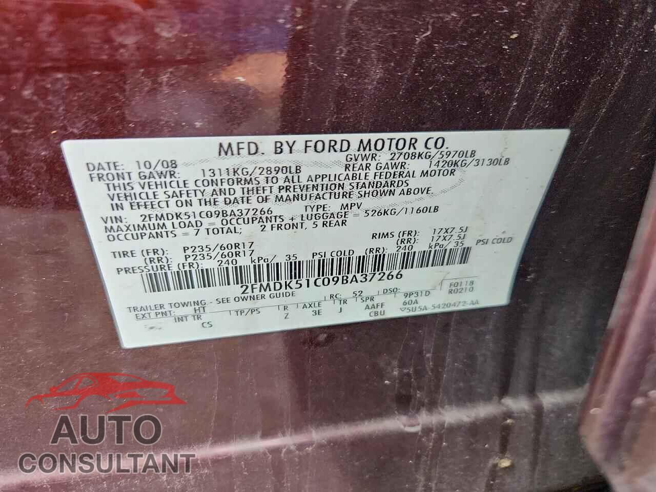 FORD FLEX 2009 - 2FMDK51C09BA37266