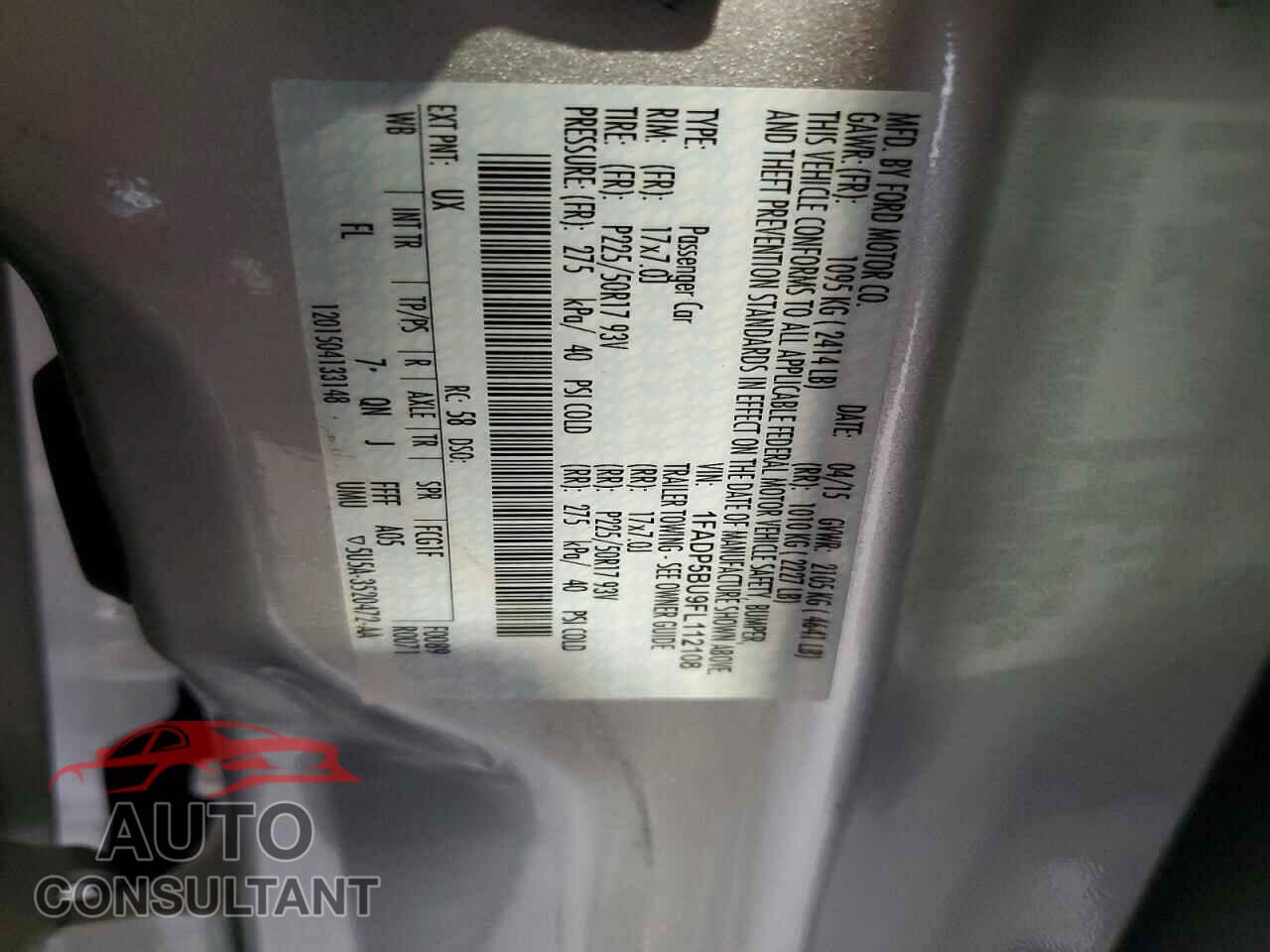 FORD CMAX 2015 - 1FADP5BU9FL112108