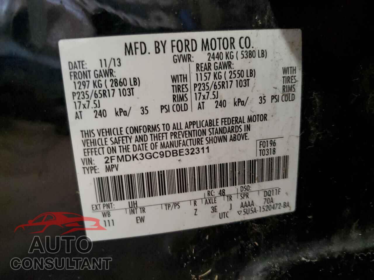 FORD EDGE 2013 - 2FMDK3GC9DBE32311