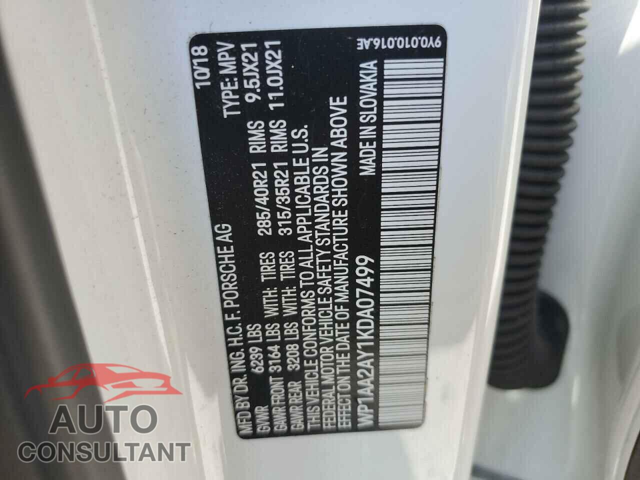 PORSCHE CAYENNE 2019 - WP1AA2AY1KDA07499