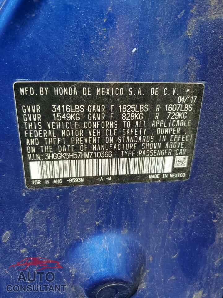 HONDA FIT 2017 - 3HGGK5H57HM710366