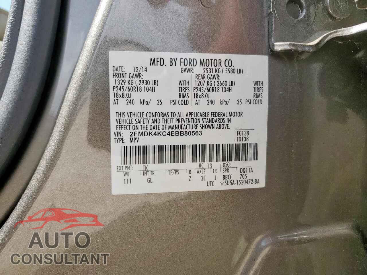 FORD EDGE 2014 - 2FMDK4KC4EBB80563