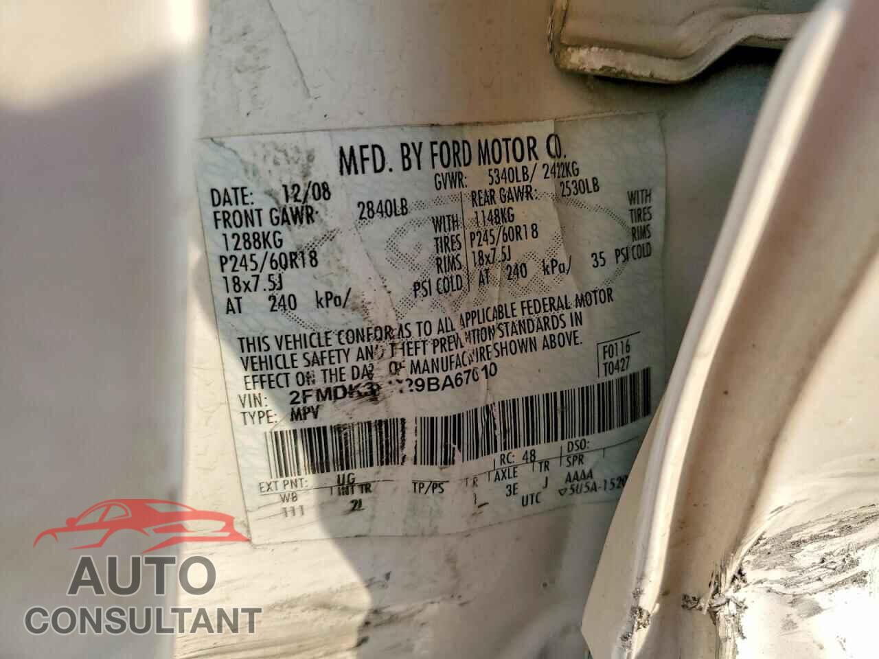 FORD EDGE 2009 - 2FMDK38C29BA67010