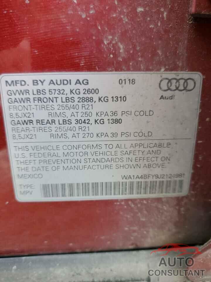 AUDI SQ5 2018 - WA1A4BFY9J2124981