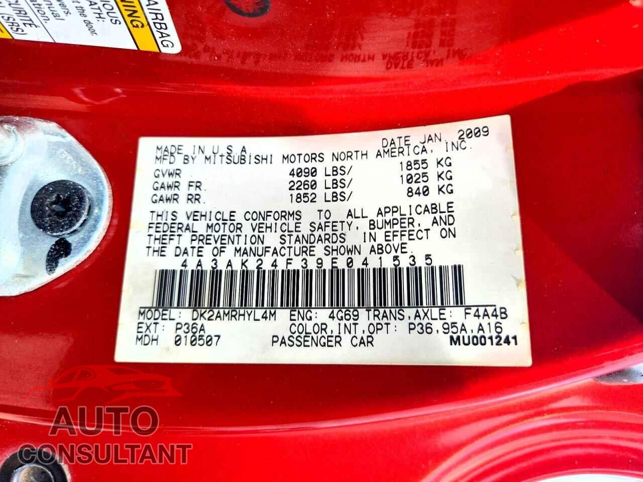 MITSUBISHI ECLIPSE 2009 - 4A3AK24F39E041535