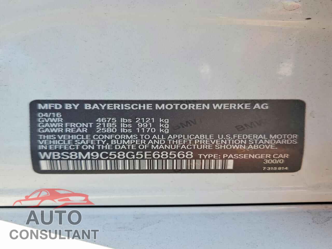 BMW M3 2016 - WBS8M9C58G5E68568